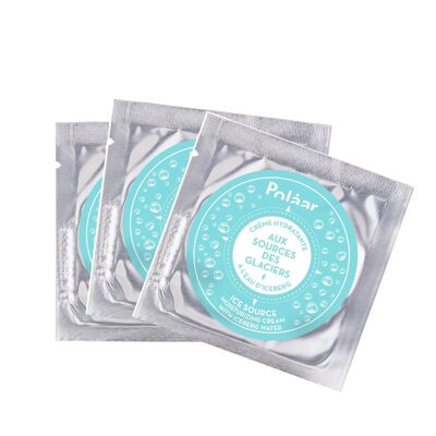 Bag of 26 moisturizing cream samples from glacier sources