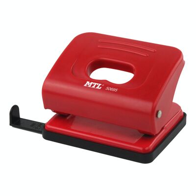 Desktop paper punch, up to 16 sheets at a time, red