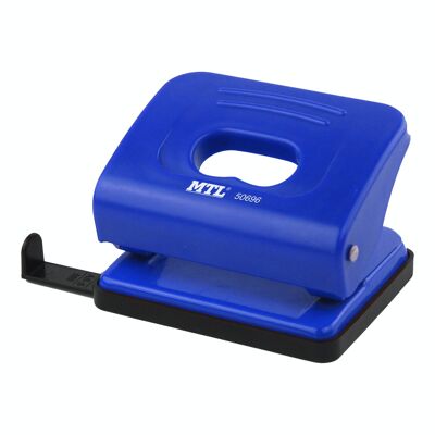 Desktop paper punch, up to 16 sheets at a time, blue