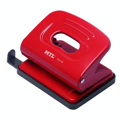 Metallic paper punch, up to 16 sheets at a time, red