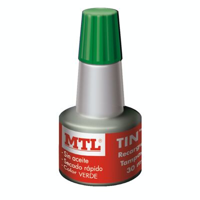 Ink for stamps and stamps 30 ml. green