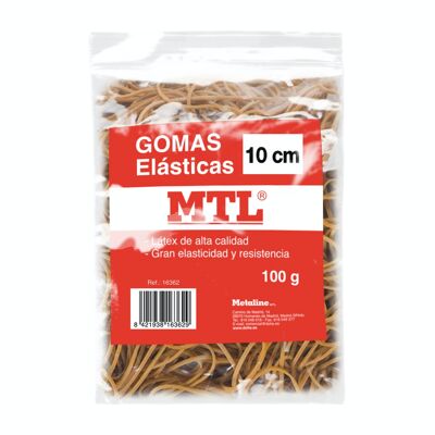 Bolsa de gomas elásticas 100 gr. tamaño 10 cm x 1,5 mm