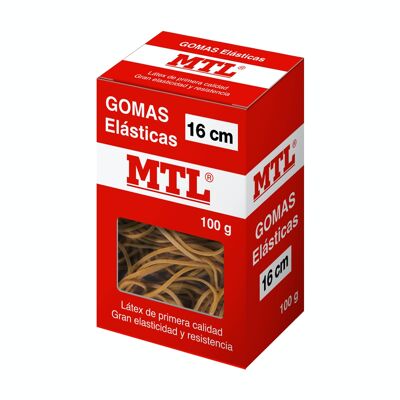 Box of elastic bands 100 gr. size 16cm x 1.5mm