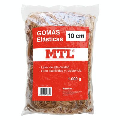 Bolsa de gomas elásticas 1000 gr. tamaño 10 cm x 1,5 mm