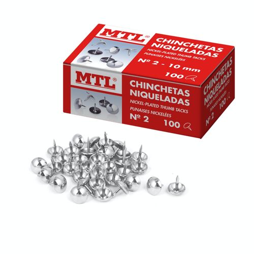 Caja de chinchetas niqueladas (100 unidades)