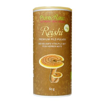 Hongo Reishi en Polvo Premium (Ganoderma lucidum), (Orgánico) 60 g suplemento dietético