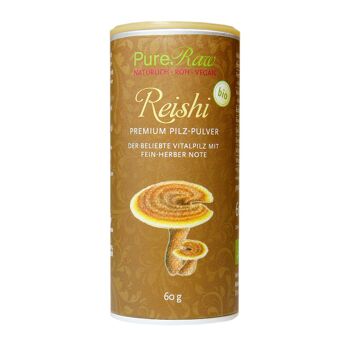 Poudre de Champignon Reishi Premium (Ganoderma lucidum), (Bio) Complément alimentaire 60 g