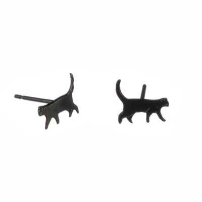Tiny Walking Cat Stud Earrings