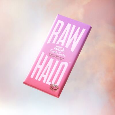 Raw Halo Mylk & Hazelnut Truffle Centers Barra de chocolate vegana orgánica 90g