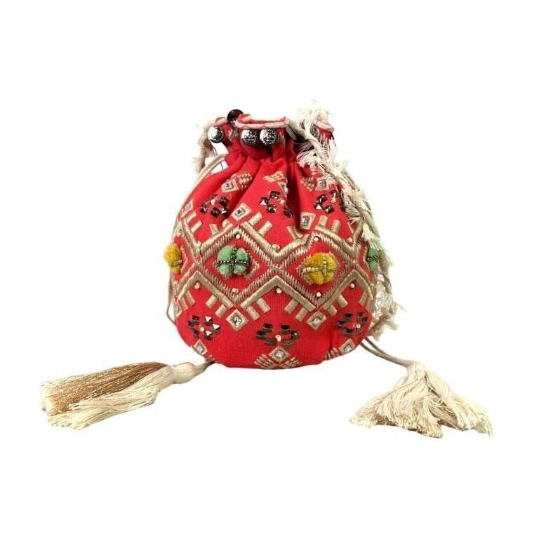 Borsa Donna in Cotone Fatta a Mano con Stringhe e Frange. saldi