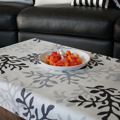 Coated tablecloth Coral Black