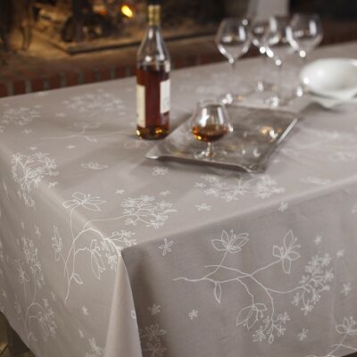 Coated tablecloth Astrance beige