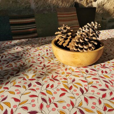 Lime plum coated tablecloth