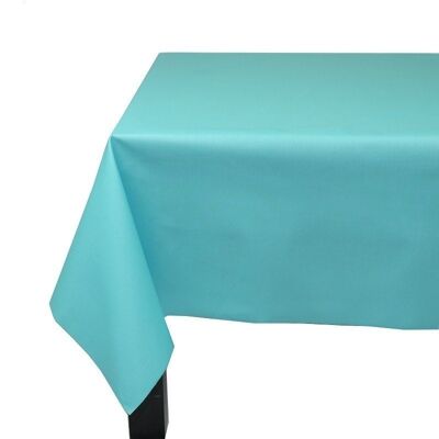 Plain coated tablecloth Turquoise