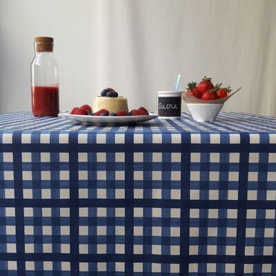 Blue Guinguette coated tablecloth