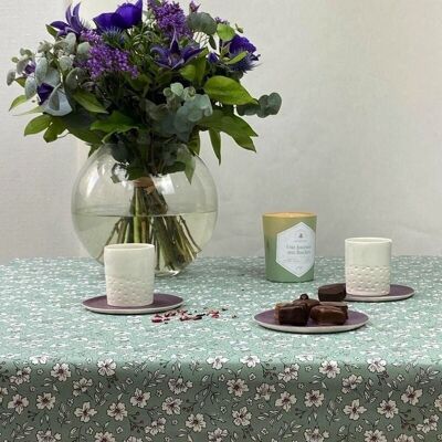 Green Anemone coated tablecloth