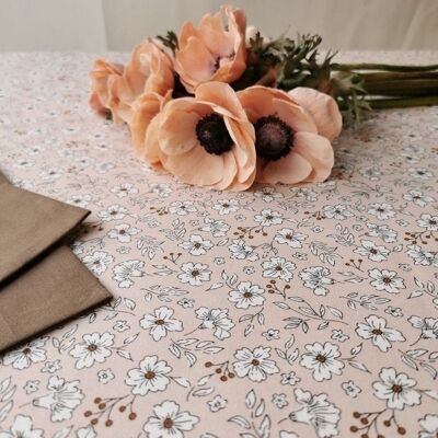 Pink Anemone coated tablecloth