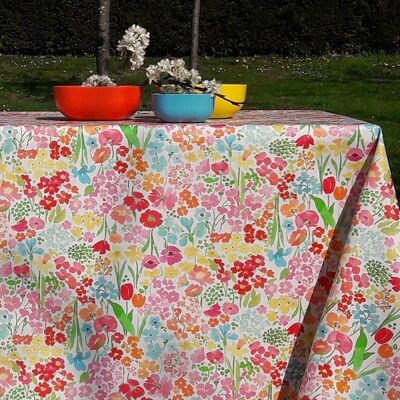 Flower garden coated tablecloth