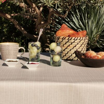 Beige bamboo coated tablecloth
