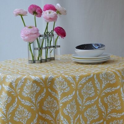 Coated tablecloth Pompadour yellow