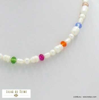 Collier perles eau douce cristal acier inoxydable 0122098 3
