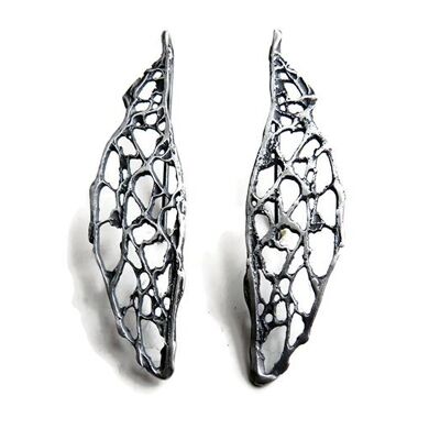 Natural Pattern Silver Earrings, Botanical Earrings