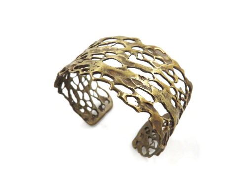 Organic Bronze Wide Bracelet, Botanical Bronze Jewelry