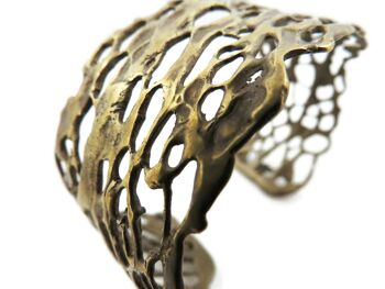 Bracelet large en bronze biologique, bijoux en bronze botanique 7