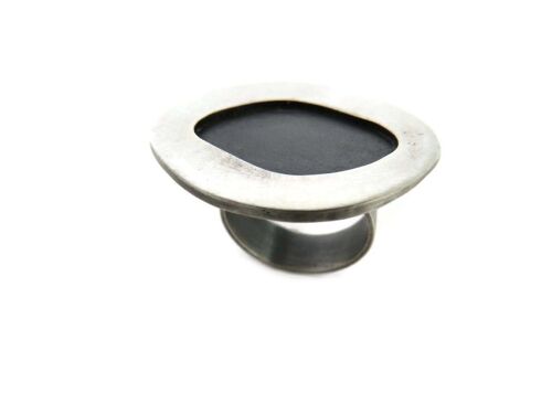 Organic Two Tones Silver Ring, Adjustable Ring