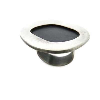 Organic Two Tones Silver Ring, Adjustable Ring