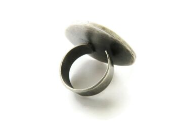 Bague en argent biologique à deux tons, bague réglable 4