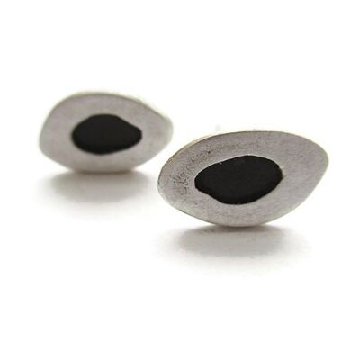 Pendientes pequeños de plata, mini pendientes de dos tonos