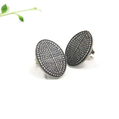 Mini Embossed Silver Stud Earrings, Cute Earrings