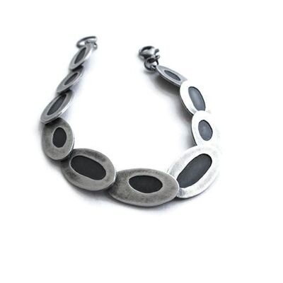 Bracelet à maillons deux nuances d’argent, bijoux contemporains