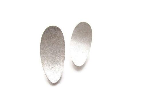 Oval Stud Silver Earrings