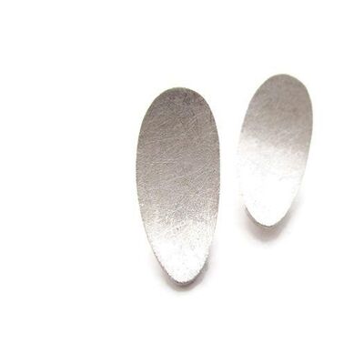 Oval Stud Silver Earrings