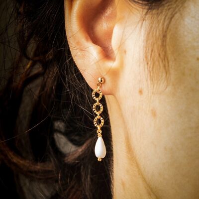 BOUCLES D'OREILLES AIMÉE I Porcelaine froide, chaîne en laiton doré à l'or fin 24K