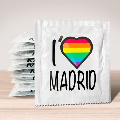 Preservativo: amo la bandiera arcobaleno di Madrid