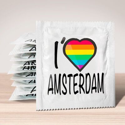 Condón: I Love Amsterdam Rainbow Flag