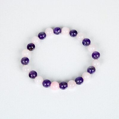 Armband aus Rosenquarz und Amethystkristall