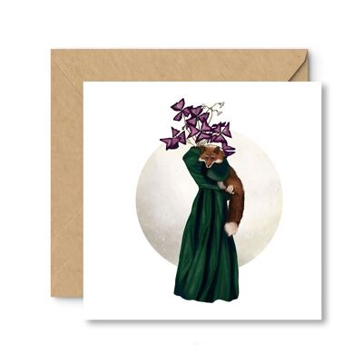 Square card "Lady Oxalis and her fox"
