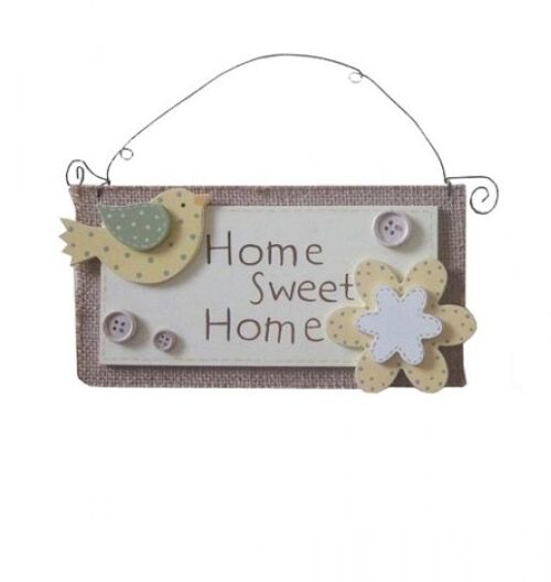 Wooden hanger with birds and the moto HOME SWEET HOME 21x12cm