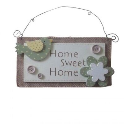 Wooden hanger with birds and the moto HOME SWEET HOME 21x12cm