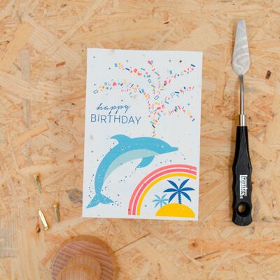 "Dolphin" seed paper A6 postcard