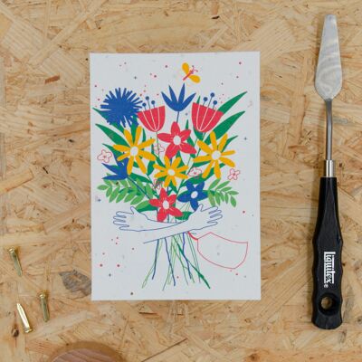 Carte postale A6 en papier graine "Bouquet"