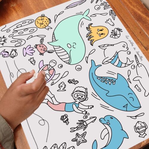 Set de table coloriable et réutilisable pour Enfant 30x40cm - Océan