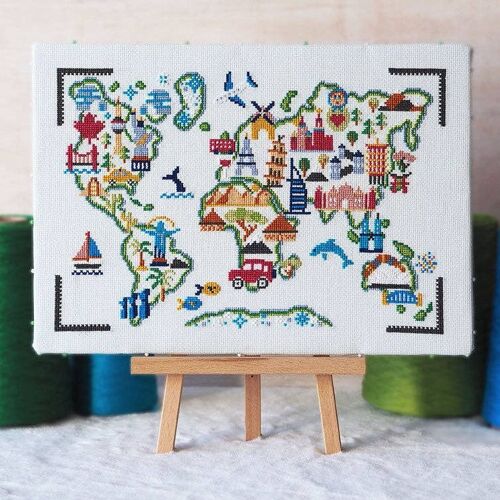 Adventure Awaits - World Map Cross Stitch Kit