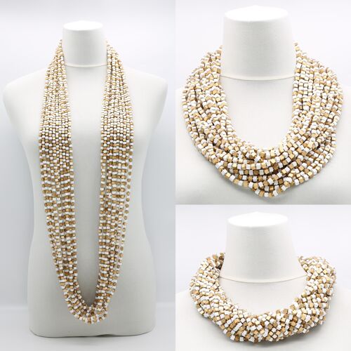 NEXT Pashmina Necklace - Mosaic -Gold/White- 10 Strands