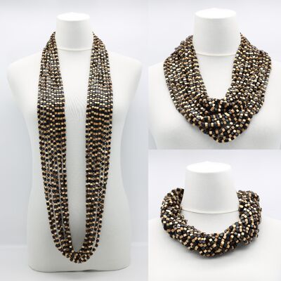 NEXT Pashmina Necklace - Mosaic - Black/New Gold 10 Strands