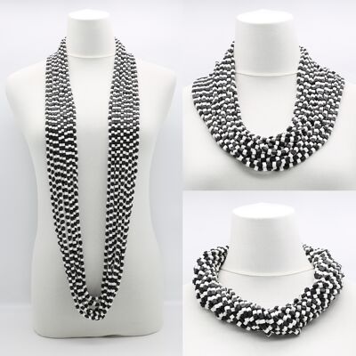 NEXT Pashmina Necklace - Mosaic - Black/White- 10 Strands